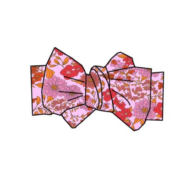 Red & Pink Floral Oversized Bow