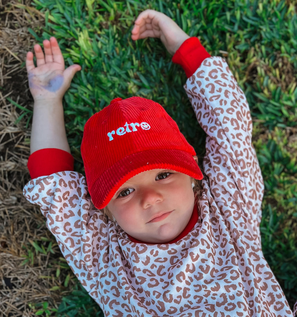 Red Corduroy Kids Cap
