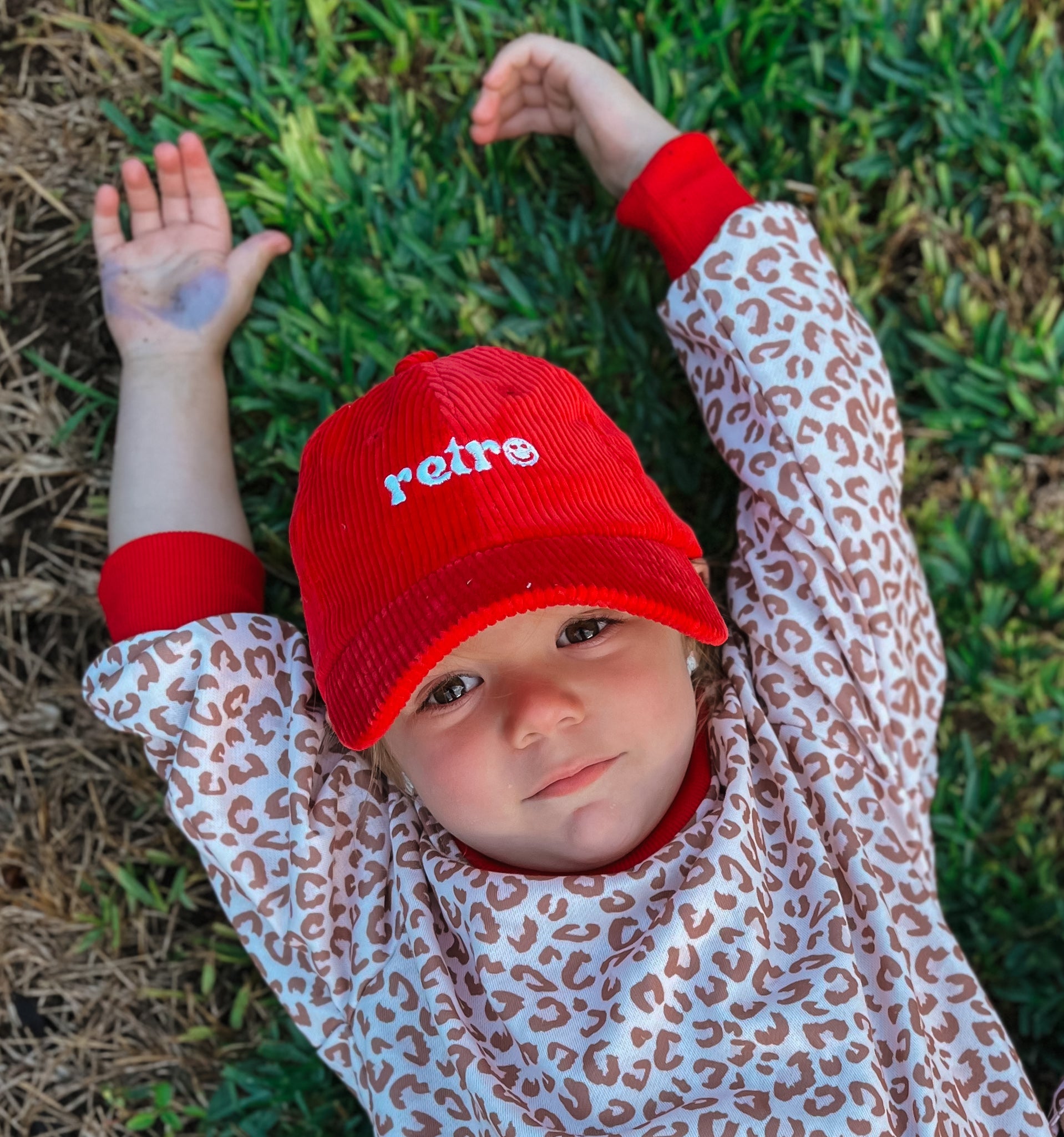Red Corduroy Kids Cap