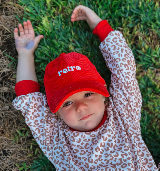 Red Corduroy Kids Cap