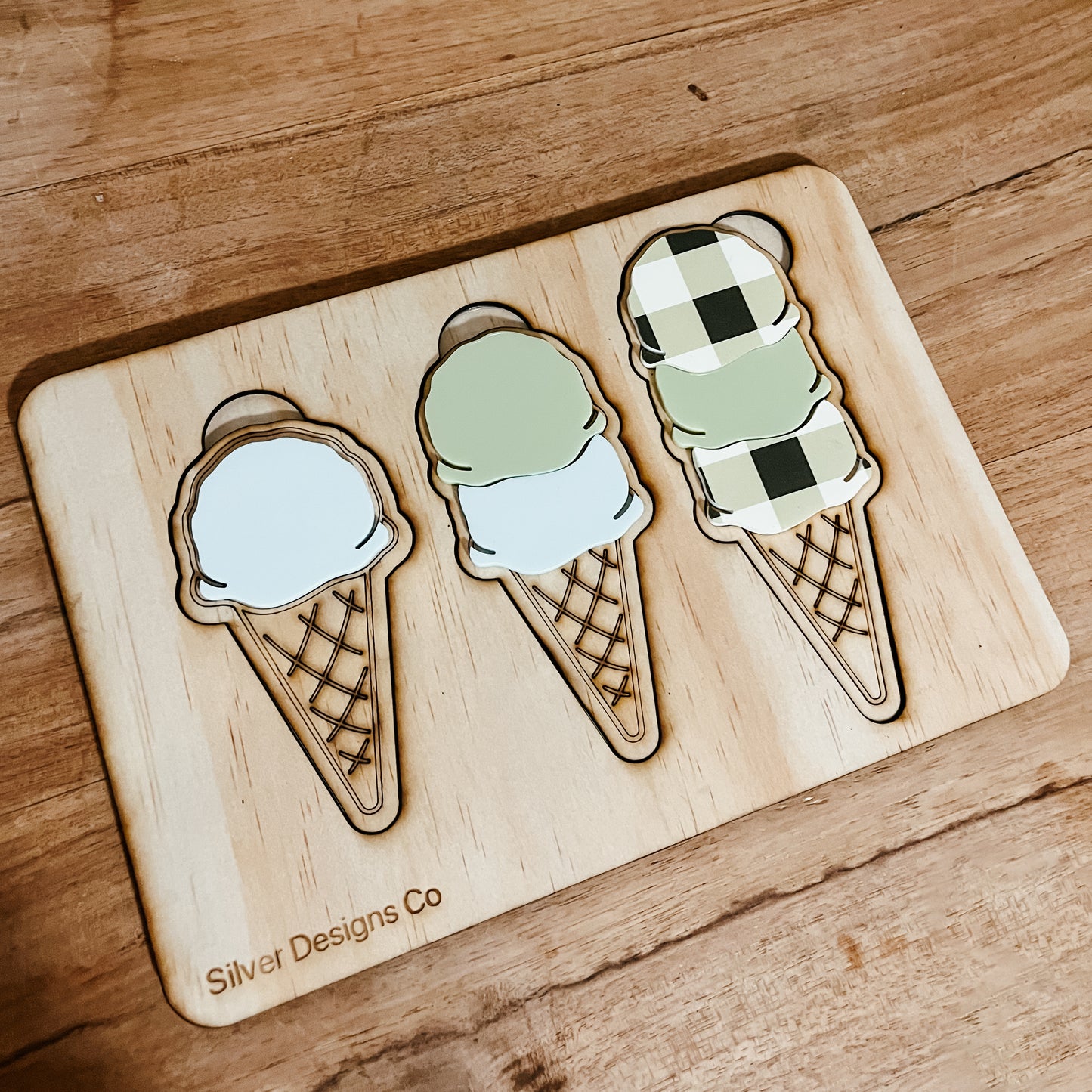 Sage Gingham Ice-cream puzzle